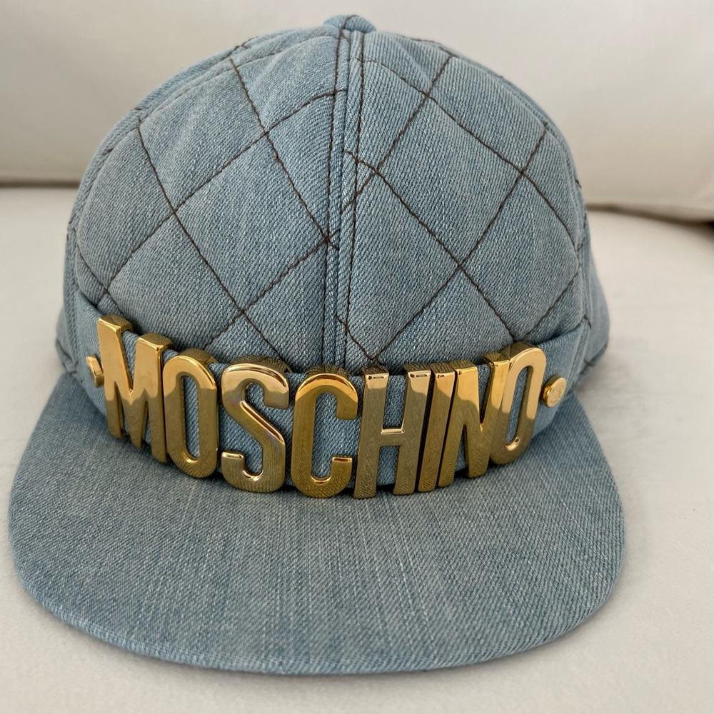 NWT - Moschino Logo Hat in Quilted Denim